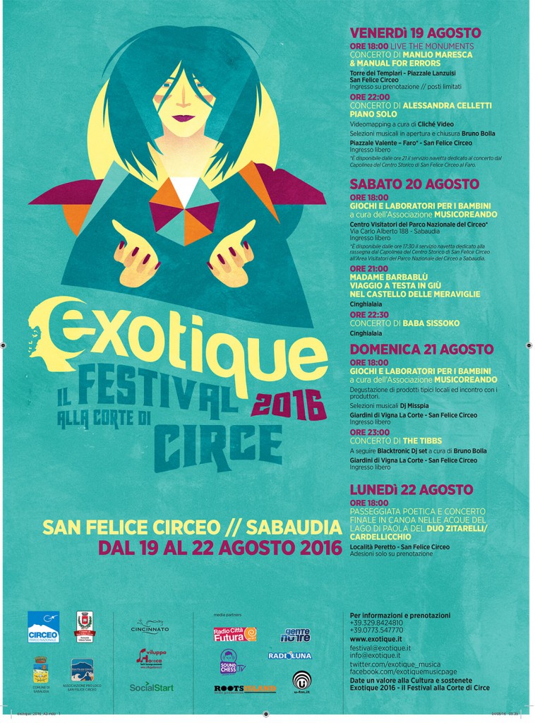 Exotique 2016 – Il Festival alla Corte di Circe – dal 19 al 22 Agosto a S.F.Circeo e Sabaudia