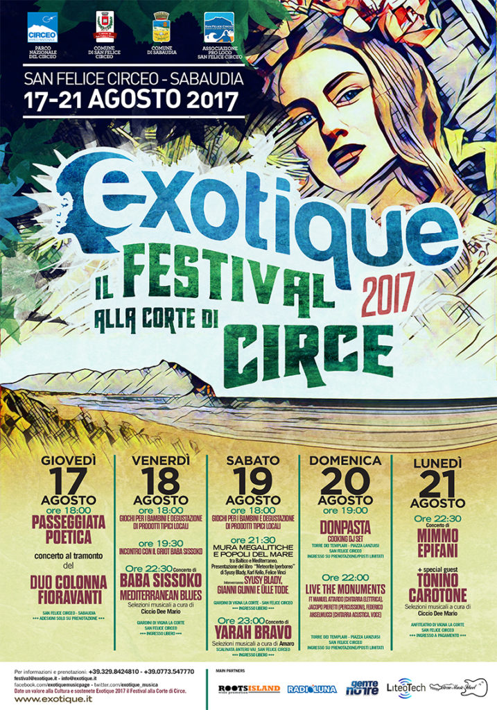 EXOTIQUE 2017 – IL FESTIVAL ALLA CORTE DI CIRCE – SAN FELICE CIRCEO // SABAUDIA 17-21 AGOSTO