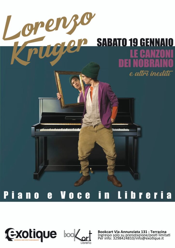 Lorenzo Kruger piano e voce in Libreria da Bookart a Terracina il 19 gennaio