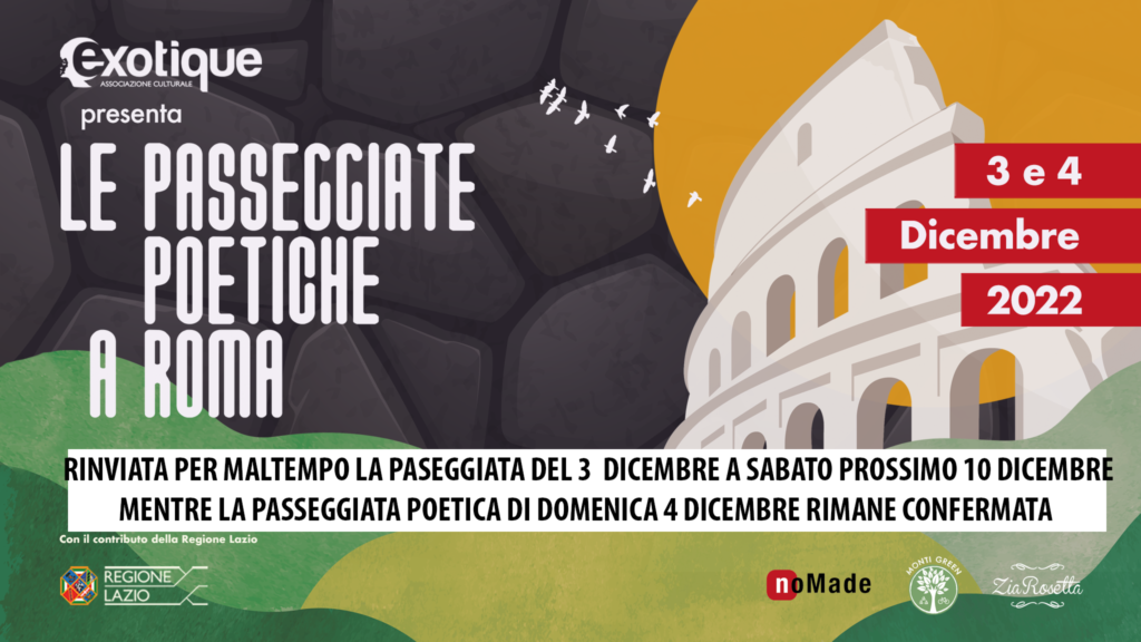 Le Passeggiate Poetiche a Roma 3 e 4 dicembre 2022